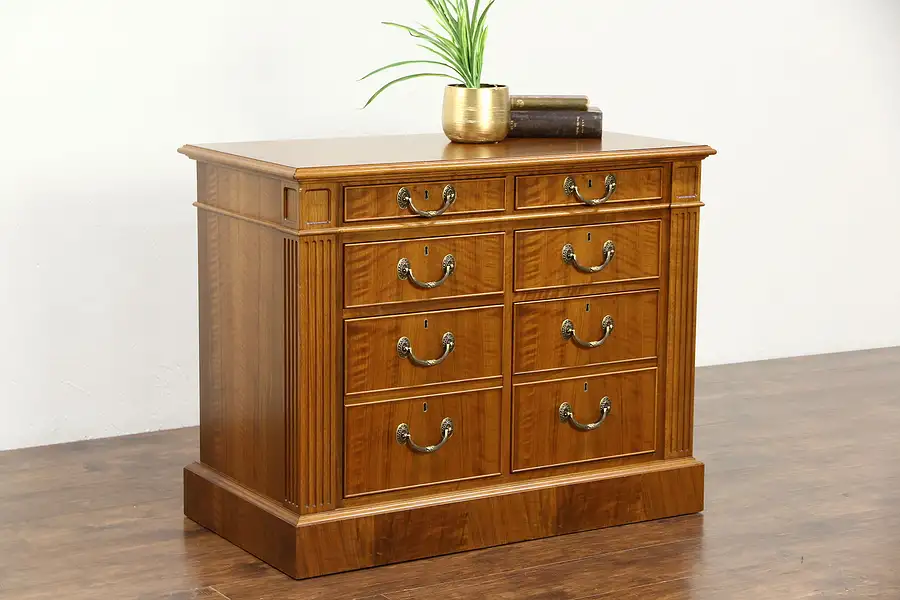 Main image of Custom Walnut 6 Drawer Vintage Lateral Executive Office File Cabinet