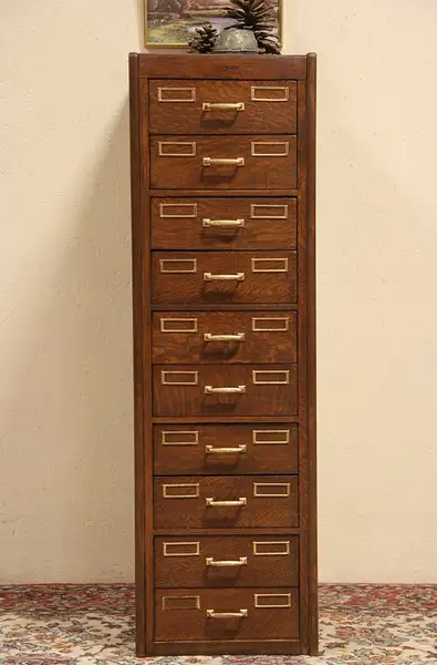 Main image of Yawman Rochester 10 Drawer Oak 1915 File Cabinet