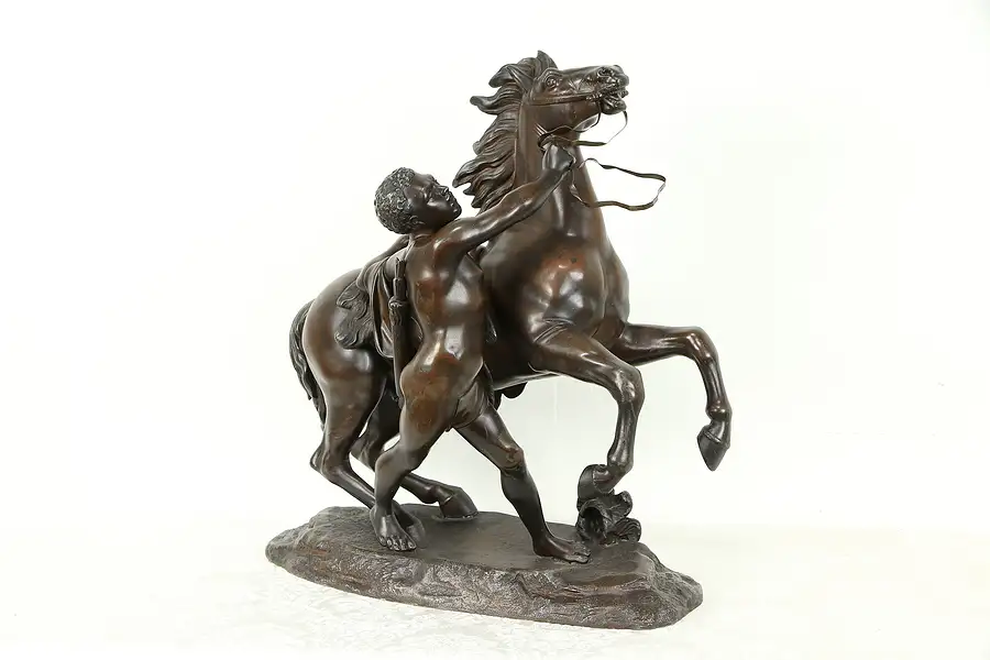 Main image of Marly Horse Statue, Antique 1890 French Sculpture after Coustou