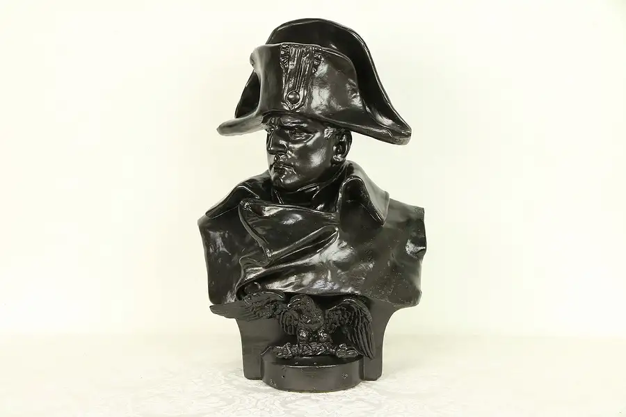 Main image of Victorian Antique 1880 Bust Ceramic Sculpture of Napoleon, Bronze Finish