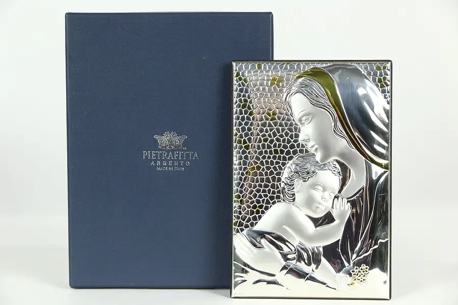 Main image of Medium Rectangular Icon, Mother and Child, Pietrafitta Argento Italy