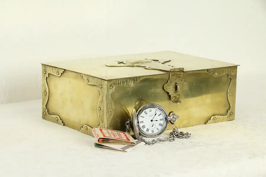 Main image of Brass Antique Humidor, Jewelry Box, Treasure Chest, Bradley & Hubbard