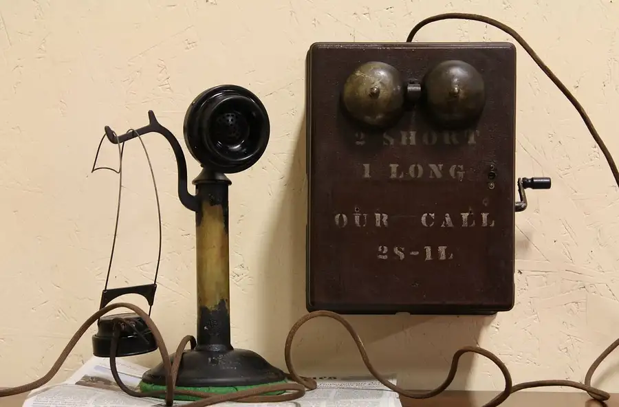 Main image of Candlestick 1920 Antique Telephone with Generator & Bell