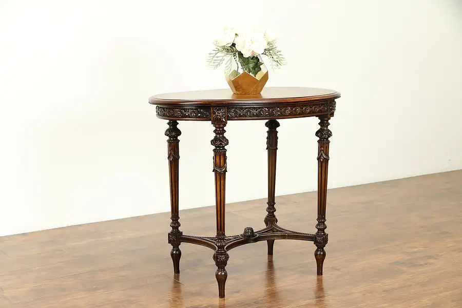 Main image of Rosewood Marquetry Antique Mahogany Lamp, Hall or Parlor Table