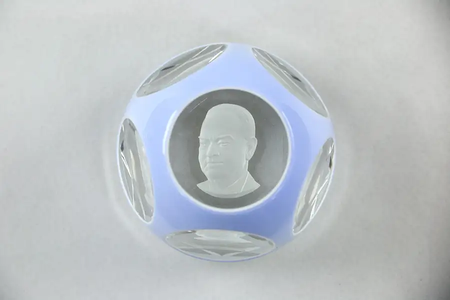 Main image of Baccarat Double Overlay Sulphide Blown Glass Paperweight