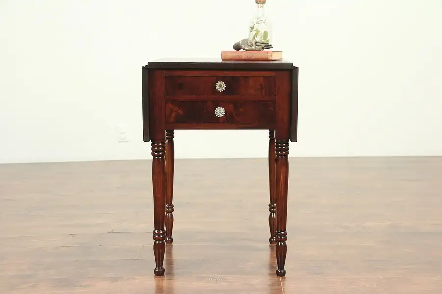 Main image of Pembroke Antique 1850 Dropleaf Lamp Table or Nightstand