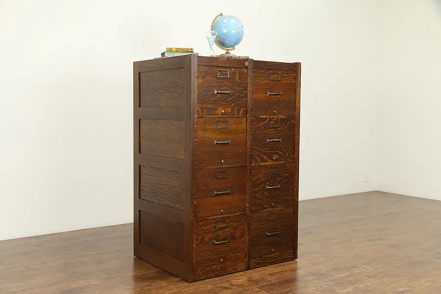 Main image of Oak 8 Drawer Antique Double File Cabinet, Globe Wernicke for Purdue U.