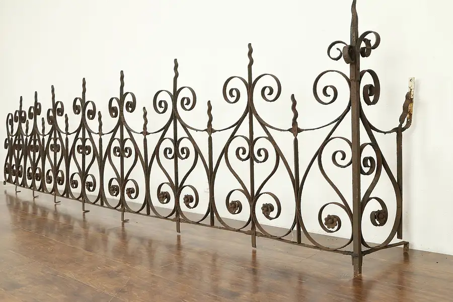 Main image of Wrought Iron 12' Antique Architectural Salvage Fence or Gallery