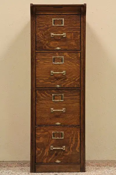 Main image of Oak Yawman & Erbe 4 Drawer 1910 Antique File Cabinet