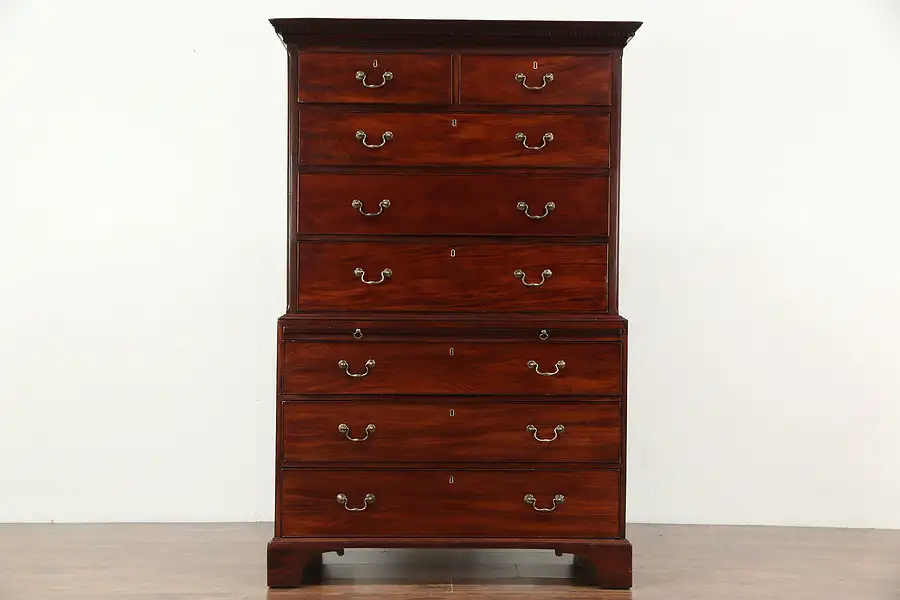 Main image of Mahogany 1840 Antique Highboy or Tall Chest on Chest, England