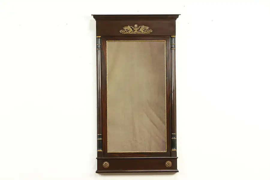 Main image of Kittinger Antique Classical Mahogany Mirror, Bronze Swans