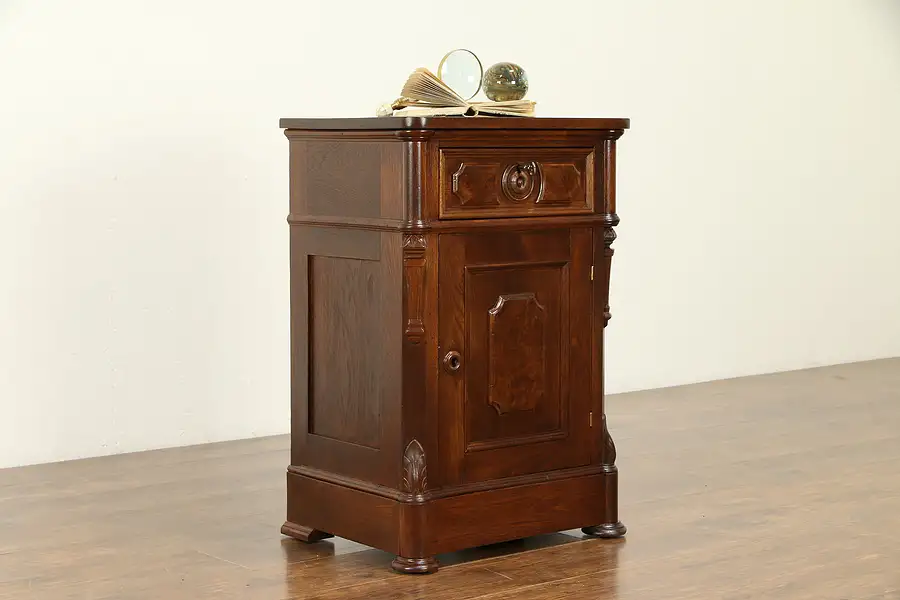 Main image of Victorian Antique Walnut Nightstand or Lamp Table