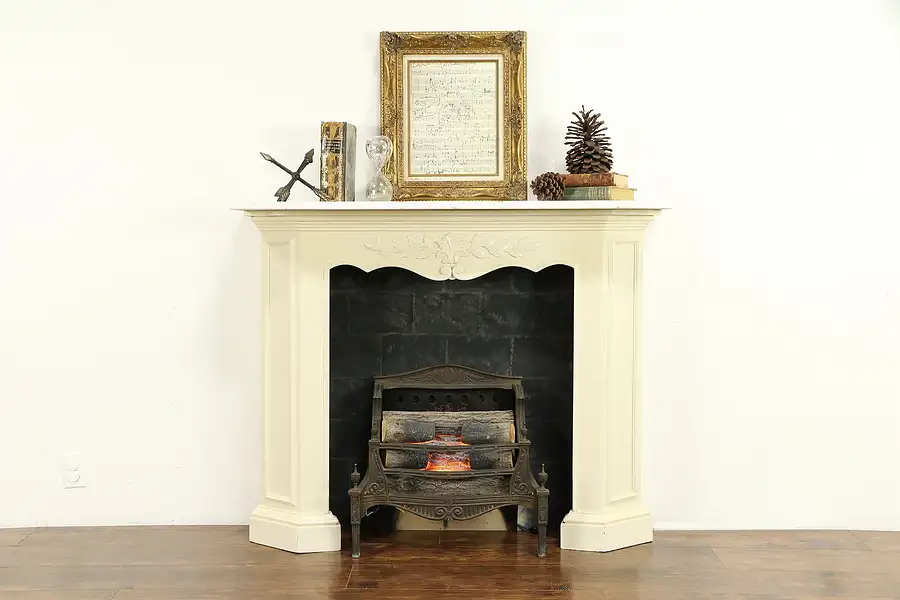 Main image of Decorative Fireplace, Brick Insert, Marble Mantel, Electric Flame Log