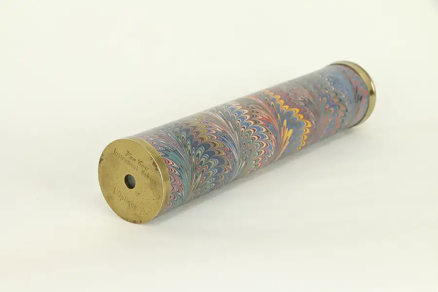 Main image of Van Cort Optique Kaleidoscope, Brass & Bookbinding Marble Paper