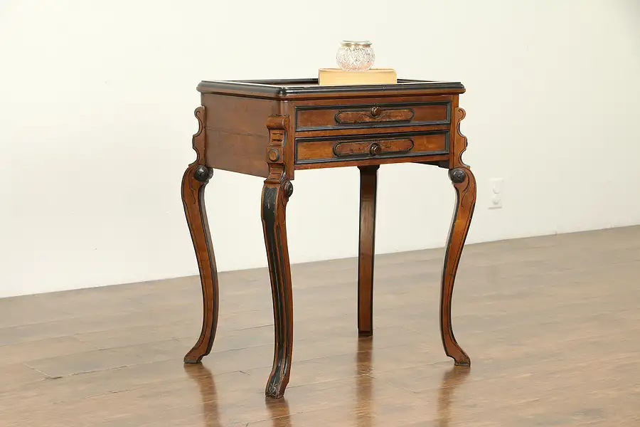 Main image of Victorian Antique Rosewood & Ebony Marquetry Dressing Table or Vanity