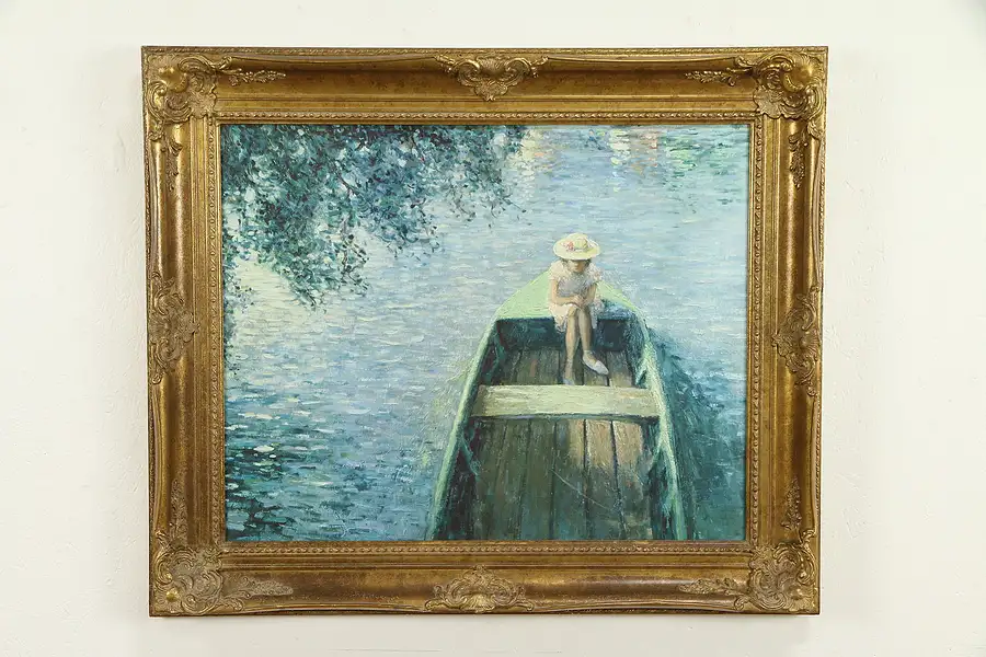 Main image of Boat on the Marne, Lebasque Artist Enhanced Brushstroke Painting