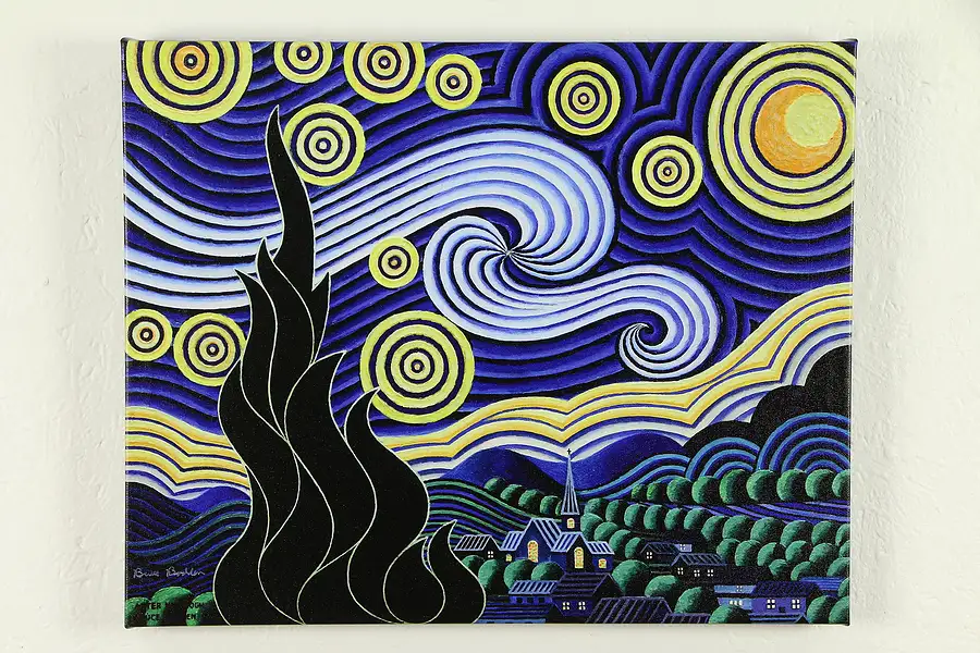 Main image of The Starry Night after Van Gogh Canvas Print, Signed Bruce Bodden