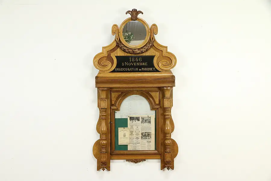 Main image of Oak Antique French Bulletin Board Architectural Salvage, 1846 Men's Club