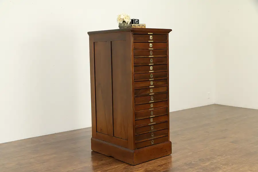 Main image of Pine Antique 15 Drawer Printer or Collector File Cabinet