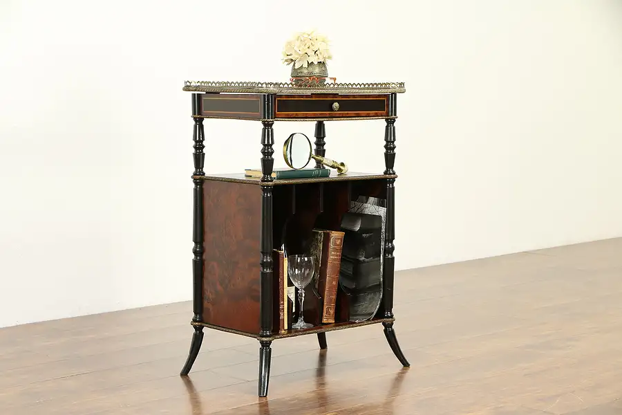 Main image of Marquetry Antique English Music Cabinet with Tilt Top Stand for Cellist