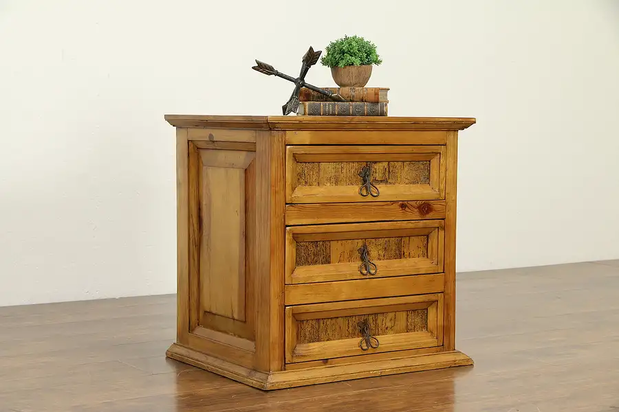 Main image of Rustic Country Pine Farmhouse Vintage Small Chest, End Table, Nightstand