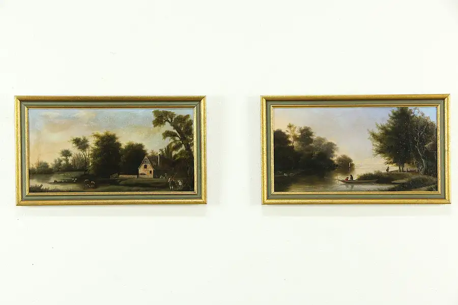 Main image of Victorian Pair of Antique English Landscape Paintings