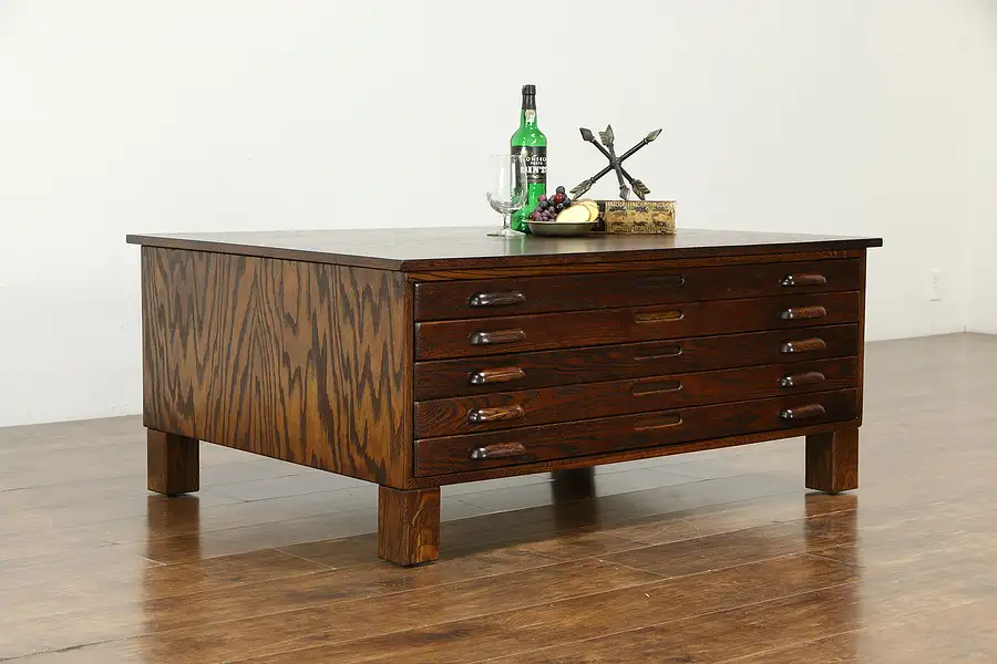 Main image of Oak Map Chest or Document File Coffee Table