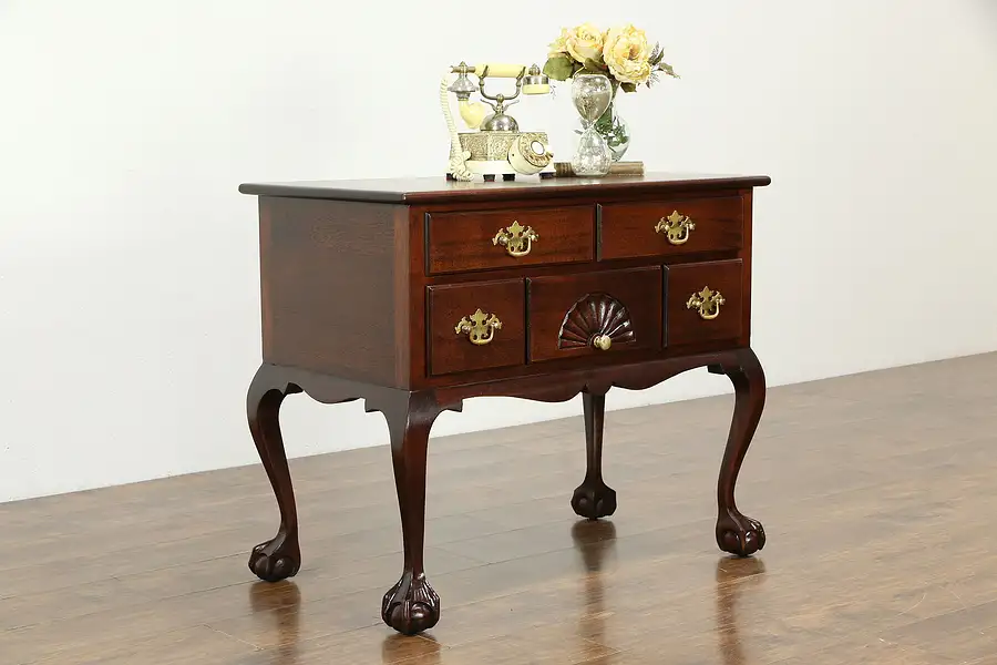 Main image of Georgian Design Mahogany Lowboy Chest, Carved Feet & Shell