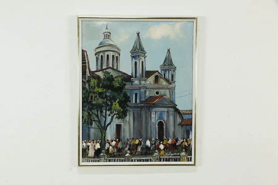 Main image of Santa Barbara Cathedral in Quito, Ecuador, Oil Painting, Rhonda Salguero