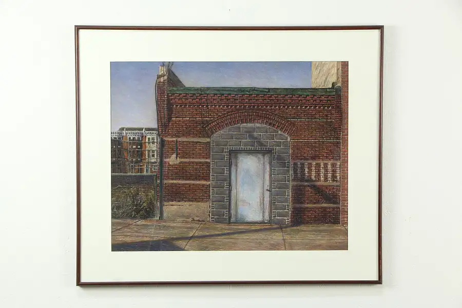 Main image of Old Brick Wall in the City, Original Pastel Painting, Signed Neff