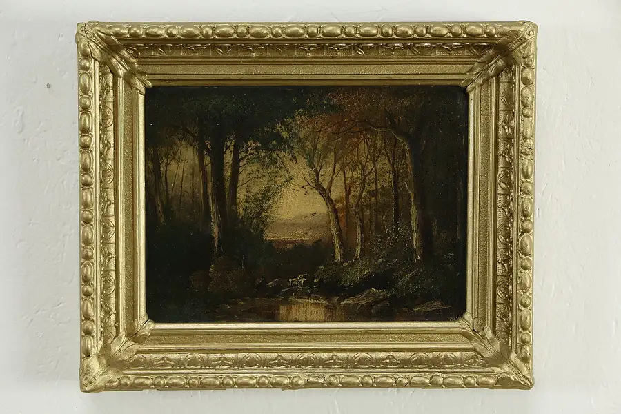 Main image of Victorian English Antique Painting, Forest & Stream