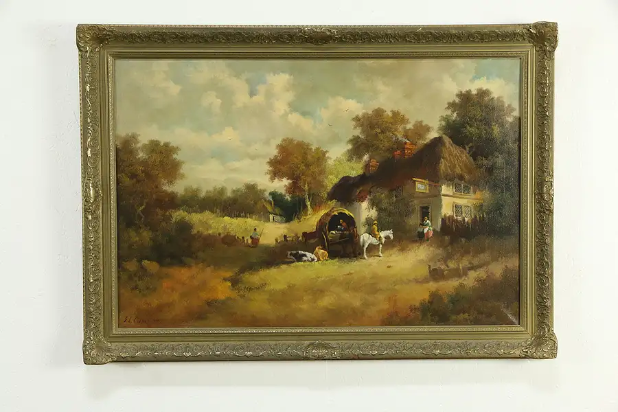 Main image of Swan Inn Original Oil Painting with Wagon, G. L. Cameron