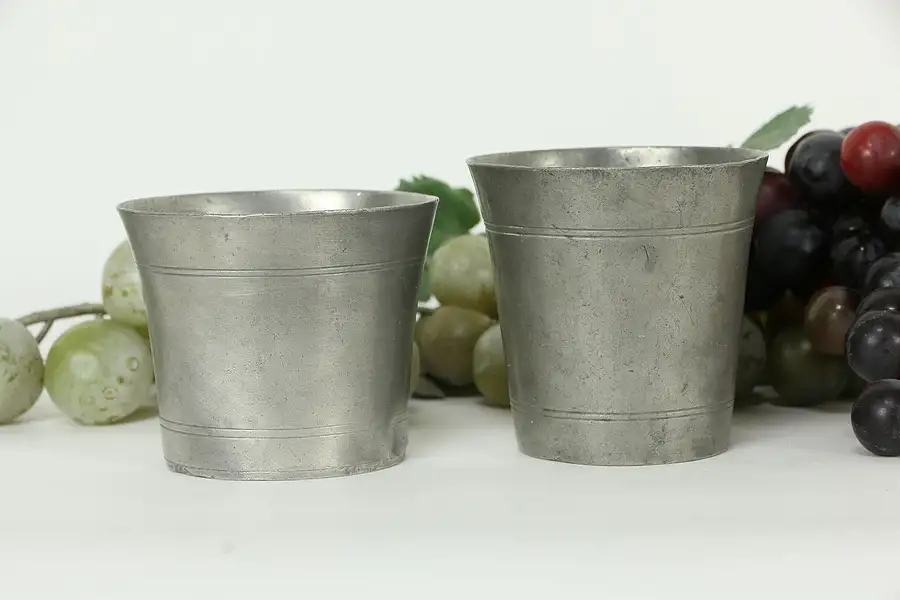 Main image of Victorian English Pewter Pair of Beakers or Cups C5