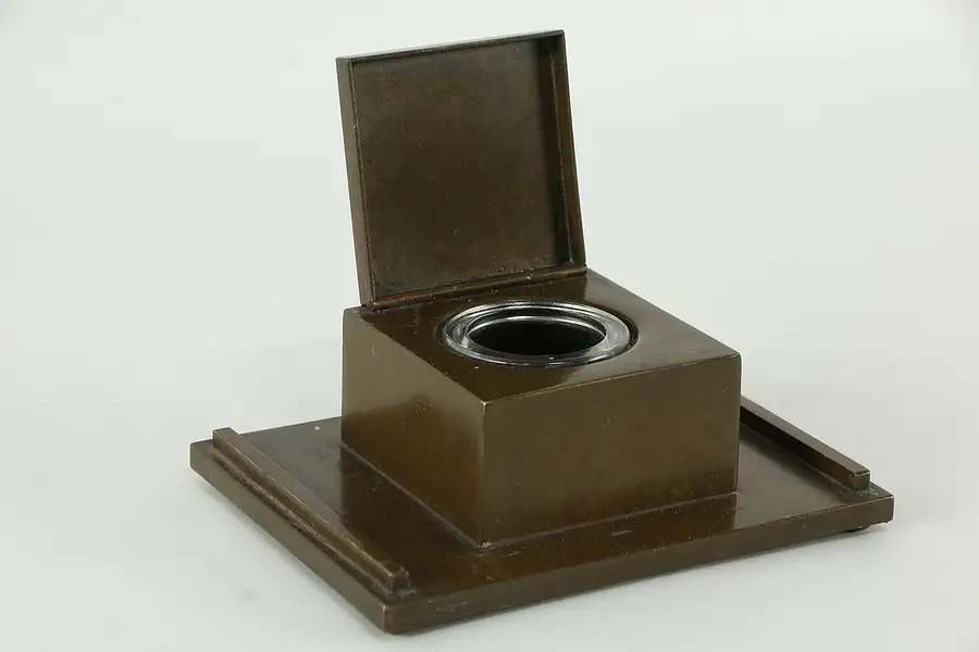 Main image of Silver Crest Antique Bronze & Sterling Silver Inkwell and Penholder