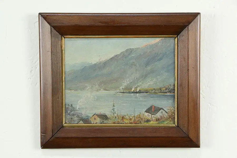 Main image of False Creek Vancouver Antique Oil Painting 12", J Rennie 1904