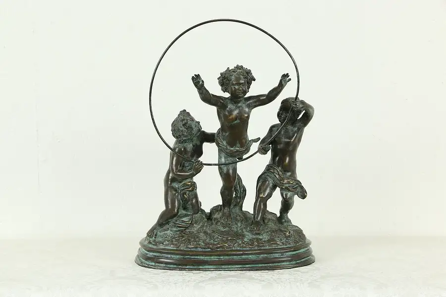 Main image of Bronze Sculpture Vintage Statue of 3 Children or Putti Maitland Smith