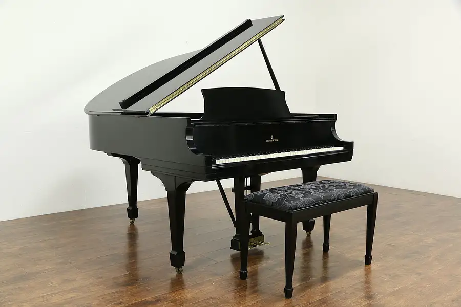 Main image of Steinway Model M 5' 7" Vintage Ebony 1953 Grand Piano & Bench