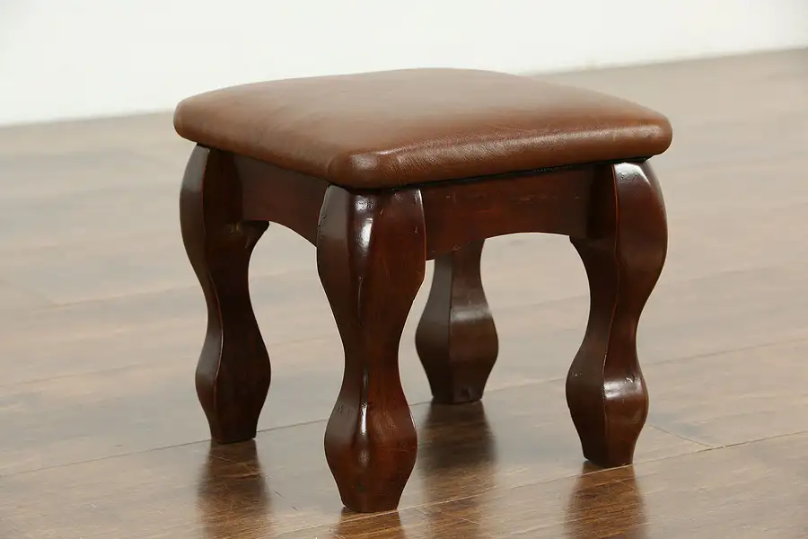 Main image of Leather Cushion Small Vintage Maple Footstool