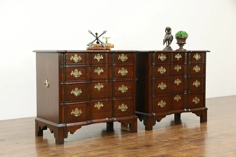 Main image of Pair of Vintage Cherry Block Front Chests, Nightstands Pennsylvania House