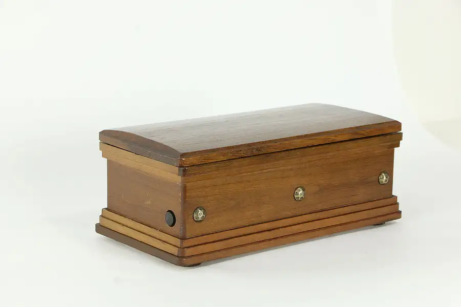 Main image of Walnut Casket Cigarette Dispenser, Funeral March Music Box