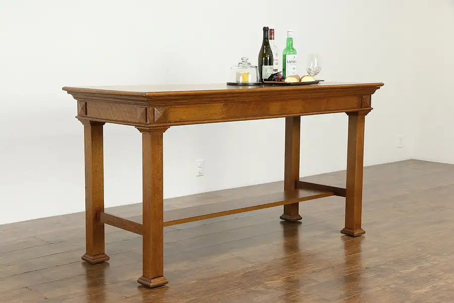 Main image of Oak Antique Console, Kitchen Island or Wine & Cheese Table