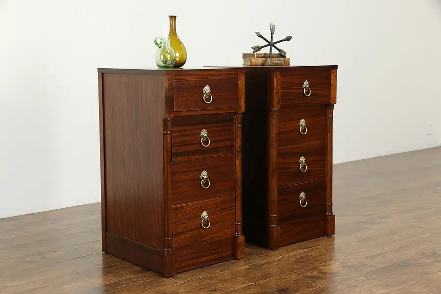 Main image of Pair of Regency Design Vintage Mahogany Nightstands or End Tables