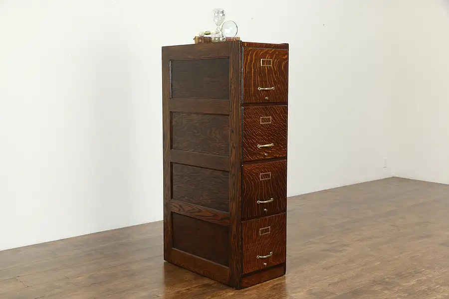 Main image of Oak Antique 4 Drawer Weis Office File Cabinet