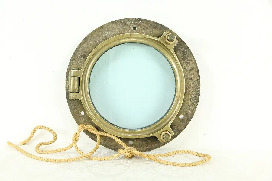 Main image of Nautical Salvage Brass Porthole Window 14 1/2"