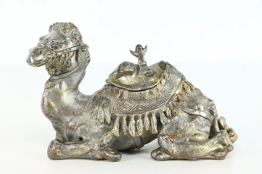 Main image of Seated Camel Antique Gold Plated Sculpture Writing Inkwell