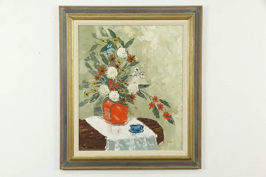 Main image of Still Life with Flowers, Vintage Original Oil Painting, Robert Lebron