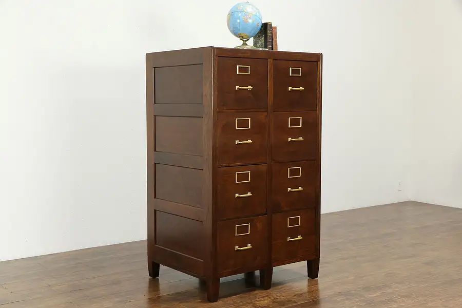 Main image of Walnut Antique 8 Drawer Double File Cabinet Yawman & Erbe