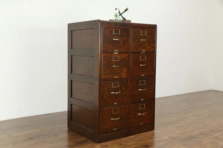 Main image of Oak Quartersawn Antique Library Double File Cabinet, Derby of Boston