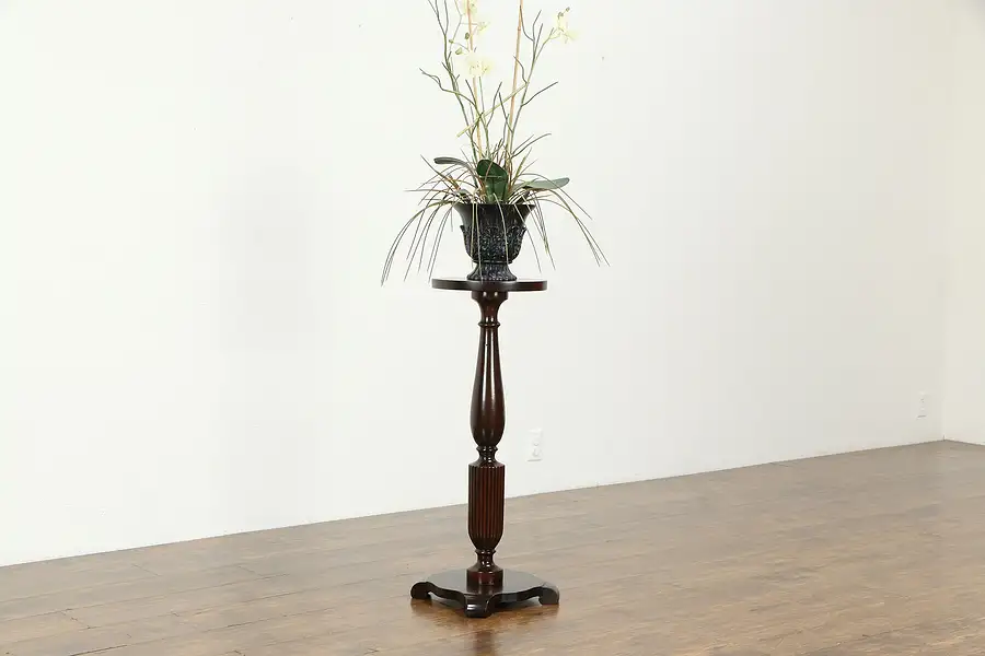 Main image of Carved Mahogany Antique Plant Stand or Sculpture Pedestal