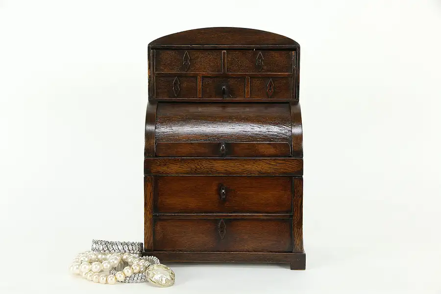 Main image of Jewelry Chest in the form of a Vintage Miniature Roll Top Desk